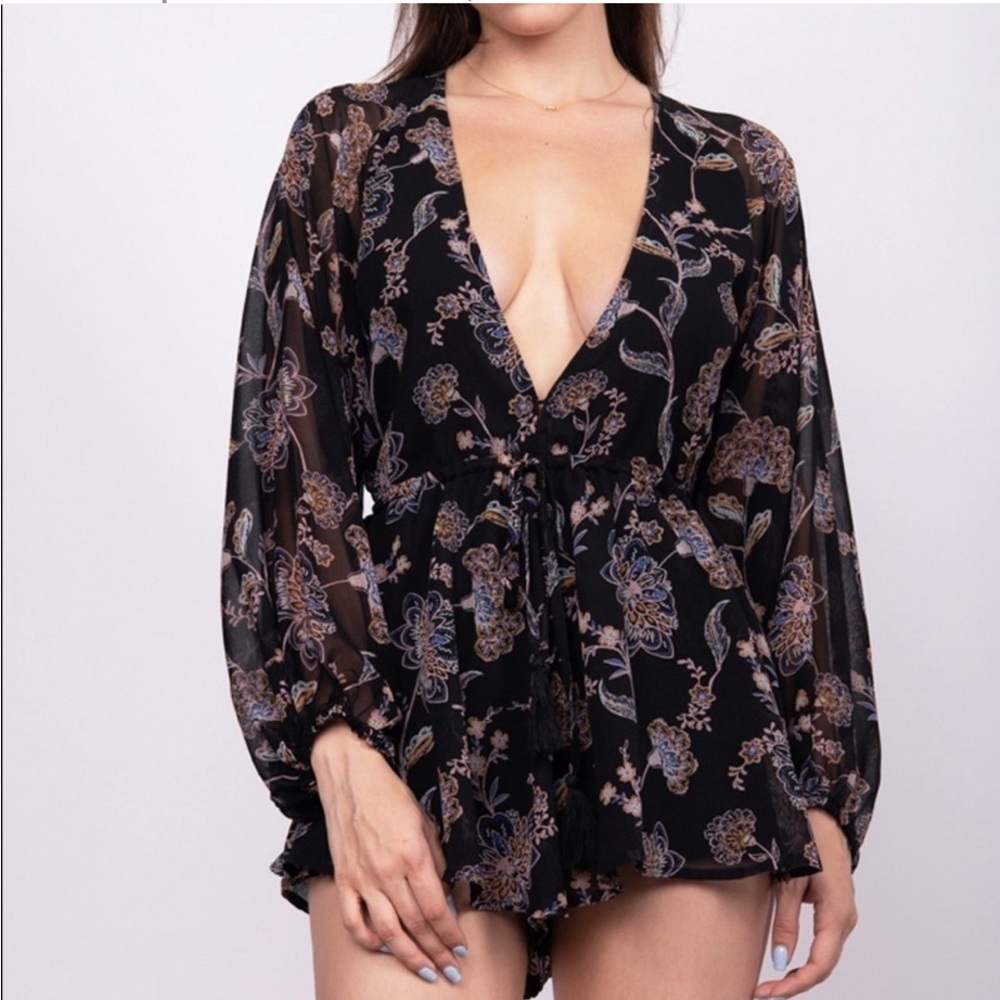 Olivacious Deep V Bohemian Romper